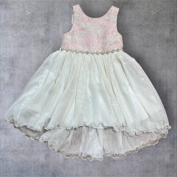 Bundle American Princess Girls Sleeveless Ivory Pink Floral Lace Tulle Dress 6 - Picture 9 of 9